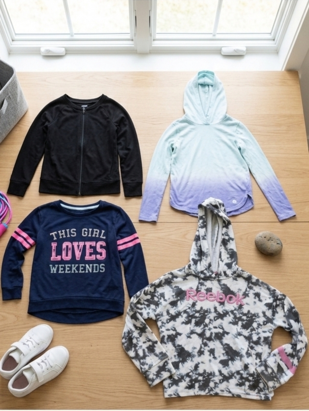 Big Girl Activewear Bundle | Reebok Hoodie & Tops | Sz 7/8 - 10/12 | 4pcs